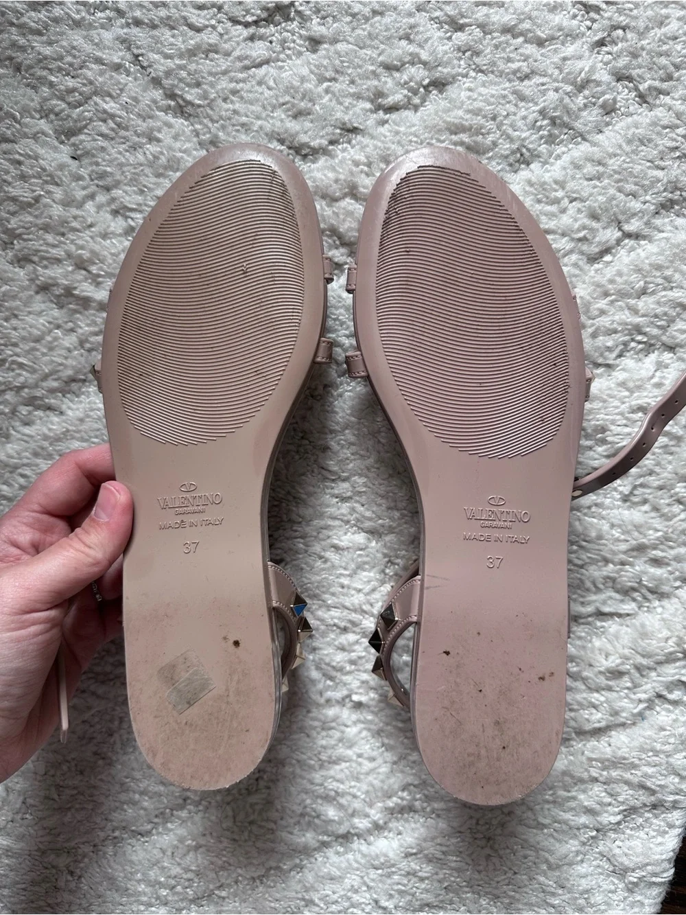 Valentino Pale Pink Rockstud Jelly Sandals